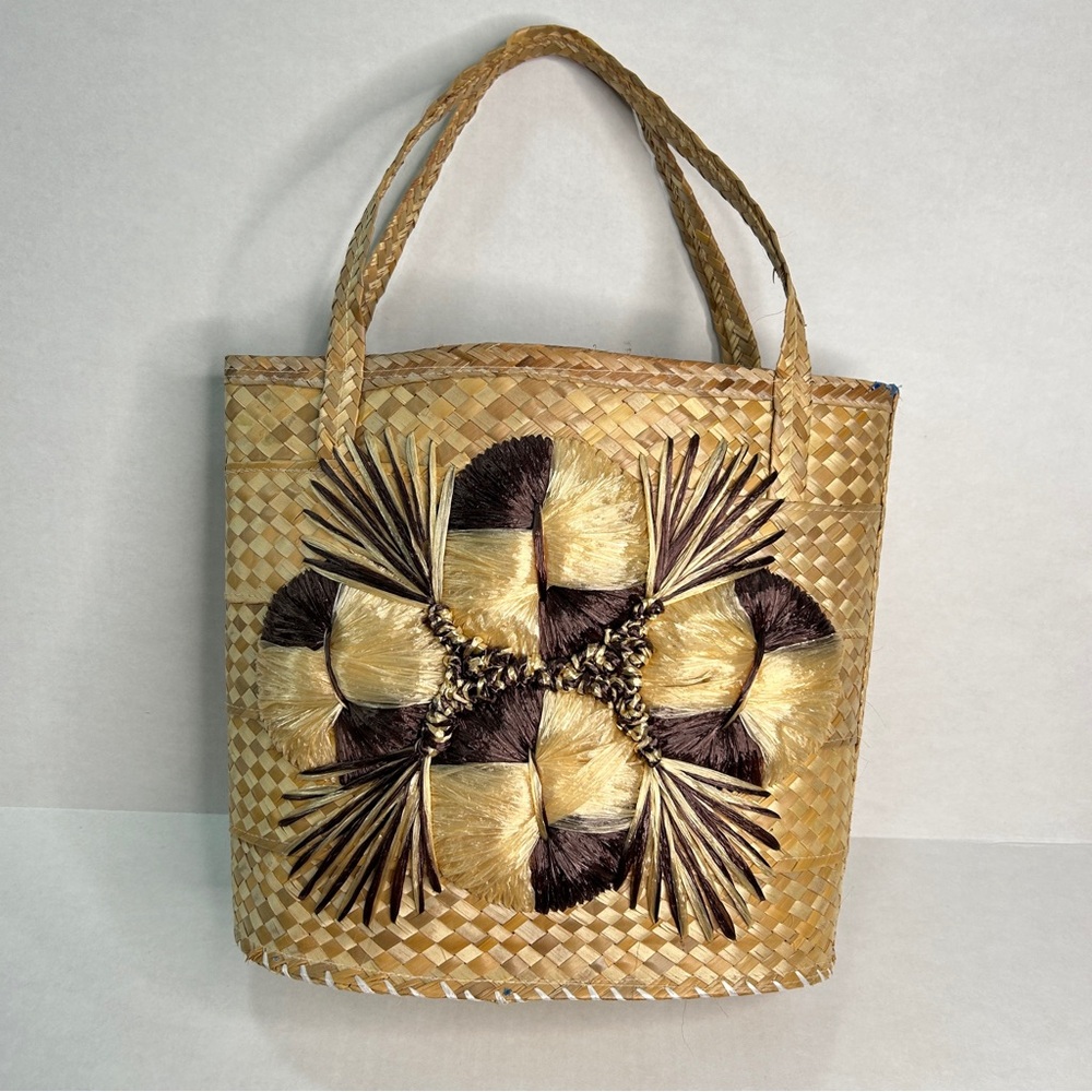 Vintage Straw Corn Husk Purse Tote Bag